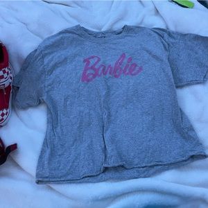 Barbie, grey, cropped t-shirt